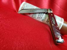 Great Eastern Cutlery 493121 Jigged Garnet Bone knife. NEW, MINT in tube with brown waxed paper