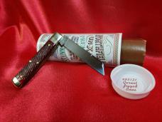 Great Eastern Cutlery 493121 Jigged Garnet Bone knife. NEW, MINT in tube with brown waxed paper