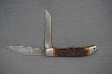 VNTG RARE SCHRADE WALDEN NY USA 225H BOWIE FOLDING HUNTER 2-BLADE KNIFE W/SHEATH