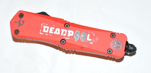 OTF Deadpool Red With Artwork 4" Closed 7" Open Pocket Clip Glass Breaker New NOS China Maid