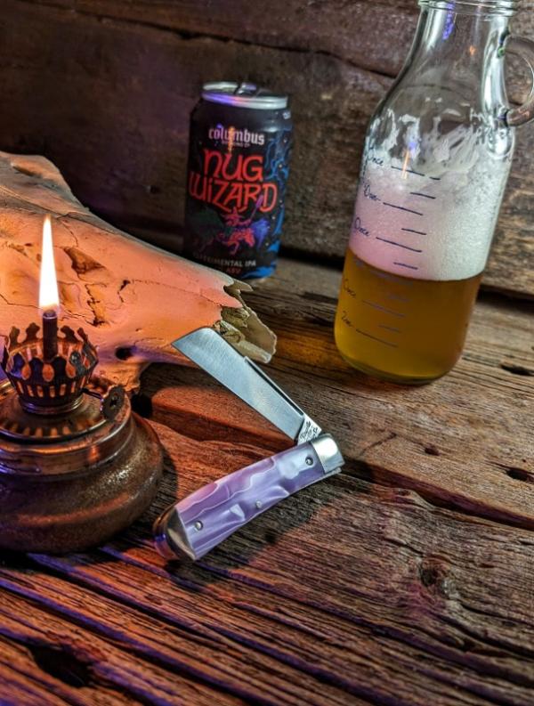 TITUSVILLE CUTLERY - Big Easy Cotton Knife - Magic Potion Acrylic Handles -1095 High Carbon Steel TITUSVILLE CUTLERY - Big Easy Cotton Knife - Magic Potion Acrylic Handles -1095 High Carbon Steel