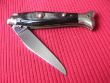 Vintage Italian 6 1/4" Fish Picklock STILETTO Horn Switchblade Knife.