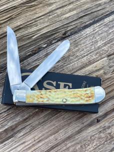 CASE XX *** 2015 BURNT WHITE JIGGED BONE BARNBOARD SHIELD TRAPPER 