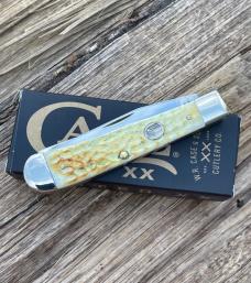 CASE XX *** 2015 BURNT WHITE JIGGED BONE BARNBOARD SHIELD TRAPPER 