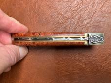 L' Elsass Traditional French folding Knife with Rare Thuya Burl Wood Handles