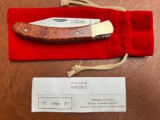 L' Elsass Traditional French folding Knife with Rare Thuya Burl Wood Handles