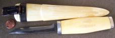 Scandinavian PUUKKO custom hunting knife with Ivory handle & sheath