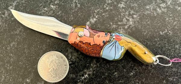 Nice Miniature Russian Prison Knife (RPK) Switchblade, Female Genie, Unused 