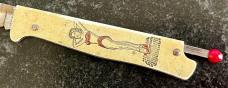 Vintage Pinup Swimsuit Girl Pull Tab Mechanical Opening Knife, Germany, Used 