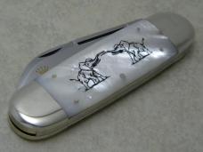 Bulldog Brand Germany Genuine Mother of Pearl King of the Beast Dueling Elephant Toe Knife