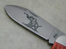 Case XX USA 2001 Tested Red Bone 6250 Etched Elephant Toe Knife