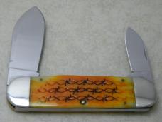 Case XX USA 2003 Orange Barbed Wire Bone 6250 Elephant Toe Knife