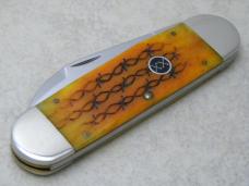 Case XX USA 2003 Orange Barbed Wire Bone 6250 Elephant Toe Knife