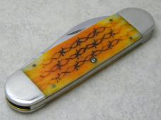Case XX USA 2003 Orange Barbed Wire Bone 6250 Elephant Toe Knife