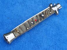  11"  Italian Stiletto Genuine Rams-Horn Handles- SS Swedge Grind Blade