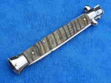  11"  Italian Stiletto Genuine Rams-Horn Handles- SS Swedge Grind Blade