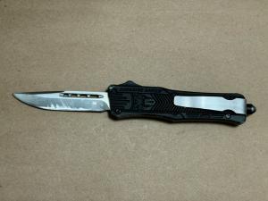 CobraTec OTF Auto Knife Small Drop Point Satin D2 Black Aluminum
