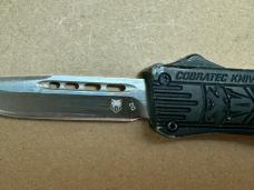 CobraTec OTF Auto Knife Small Drop Point Satin D2 Black Aluminum