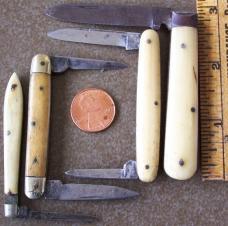 lot of 7 vintage ivory / smooth bone Pocket Knives BEAVER FALLS, HILGER & SONS etc. Knife