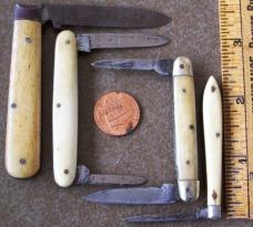 lot of 7 vintage ivory / smooth bone Pocket Knives BEAVER FALLS, HILGER & SONS etc. Knife