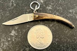 Rare Miniature Keychain Folding Catalana Knife, Great Horn, Italy