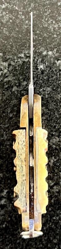 Rare Miniature Keychain Folding Catalana Knife, Great Ram Horn, Italy