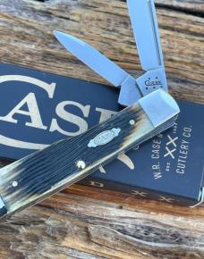 CASE XX *** 2005 OLIVE GREEN BARNBOARD JIGGED BONE LARGE GUNSTOCK