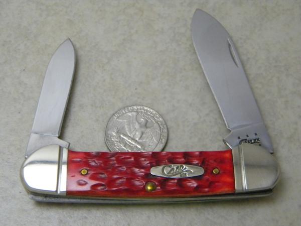 Case XX USA 62131 8 Dot Red and Green Bone Canoe Knife 