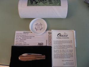 DANIELS FAMILY KNIFE BRANDS-NAPANOCH KNIFE CO.-LITTLE MAN JACK-HOLY LAND OLIVEWOOD #2