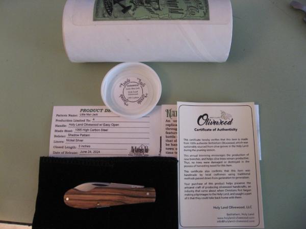 DANIELS FAMILY KNIFE BRANDS-NAPANOCH KNIFE CO.-LITTLE MAN JACK-HOLY LAND OLIVEWOOD #2 DANIELS FAMILY KNIFE BRANDS-NAPANOCH KNIFE CO.-LITTLE MAN JACK-HOLY LAND OLIVEWOOD #2