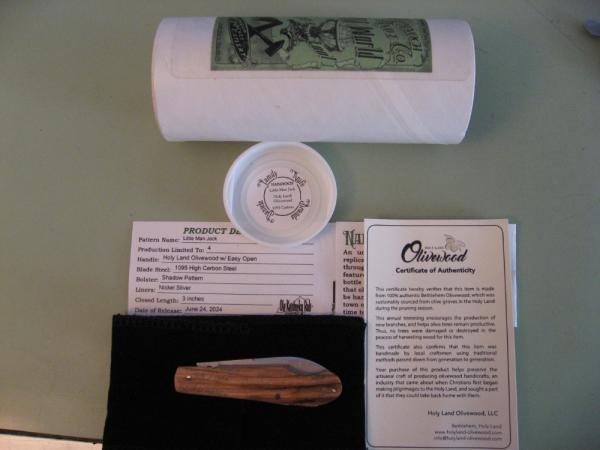 DANIELS FAMILY KNIFE BRANDS-NAPANOCH KNIFE CO.-LITTLE MAN JACK-HOLY LAND OLIVEWOOD #1 DANIELS FAMILY KNIFE BRANDS-NAPANOCH KNIFE CO.-LITTLE MAN JACK-HOLY LAND OLIVEWOOD #1