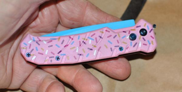 Switchblade 4 1/2" Closed Mint New Pink With Sprinkles Pocket Clip Safety Liner Lock China Switchblade 4 1/2" Closed Mint New Pink With Sprinkles Pocket Clip Safety Liner Lock China
