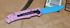 Switchblade 4 1/2" Closed Mint New Pink With Sprinkles Pocket Clip Safety Liner Lock China