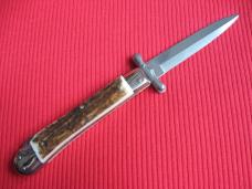 Italian MEDICI Style Stag Swing Guard STILETTO Switchblade Knife