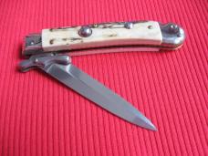 Italian MEDICI Style Stag Swing Guard STILETTO Switchblade Knife