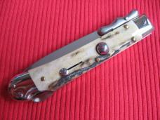 Italian MEDICI Style Stag Swing Guard STILETTO Switchblade Knife