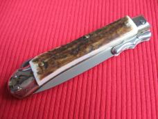 Italian MEDICI Style Stag Swing Guard STILETTO Switchblade Knife