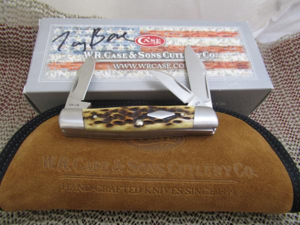 Case XX 2015 Tony Bose Peach Seed Jigged Antique Bone  Cattle Knife Pattern # TB632015  154CM