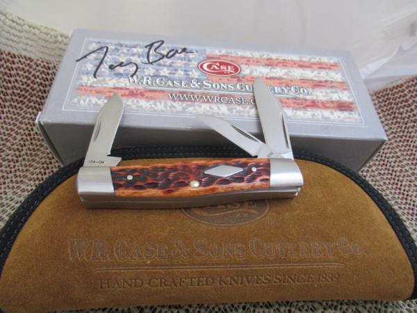 Case XX 2015 Tony Bose Peach Seed Chestnut Bone Cattle Knife Pattern # TB632015 154CM Case XX 2015 Tony Bose Peach Seed Chestnut Bone Cattle Knife Pattern # TB632015 154CM