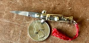 Beautiful Stag Miniature Switchblade Knife, Older Style From Italy