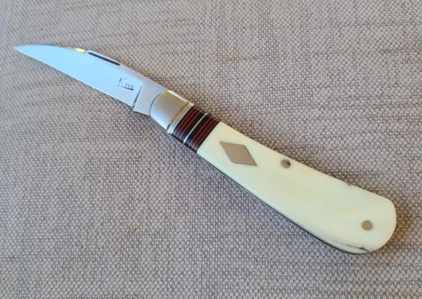 K'roo Warthog Tusk Striper Swayback...Ivory Scales..Striper Bolsters..Rwl34...3.75"..coa & slip