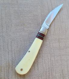 K'roo Warthog Tusk Striper Swayback...Ivory Scales..Striper Bolsters..Rwl34...3.75"..coa & slip