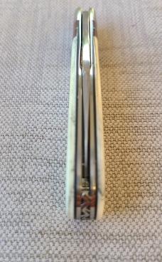 K'roo Warthog Tusk Striper Swayback...Ivory Scales..Striper Bolsters..Rwl34...3.75"..coa & slip