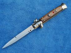 New 9" Renzo Beltrame Italian Stiletto Genuine French tip-Horn Handles- SS Bayonet Grind Blade