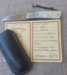 Vincenzo Balistreri Native..Mother of Pearl..AEB-L..liners..lanyard pin and bead..coa.slip
