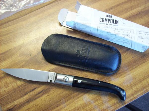 A.G.A. Campolin Pattada Scarce Italian Automatic Brazilian Horn UNUSED W/Pouch & Box