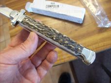 A. G. A. Campolin Maniago, Italy Maltese Cross Bayonet 11 Incher Lockback W/Genuine Stag/Antler NIB
