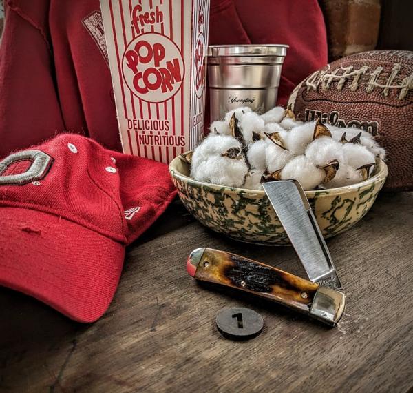 TITUSVILLE CUTLERY - Big Easy Cotton Knife - Genuine India Amber Stag Handles -1 TITUSVILLE CUTLERY - Big Easy Cotton Knife - Genuine India Amber Stag Handles -1