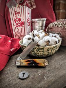 TITUSVILLE CUTLERY - Big Easy Cotton Knife - Genuine India Amber Stag Handles -1