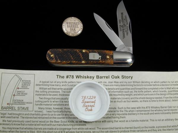 Great Eastern Cutlery GEC Sawcut Oak Whiskey Barrel Bullet End Barlow Knife 781224 NIT Made In USA